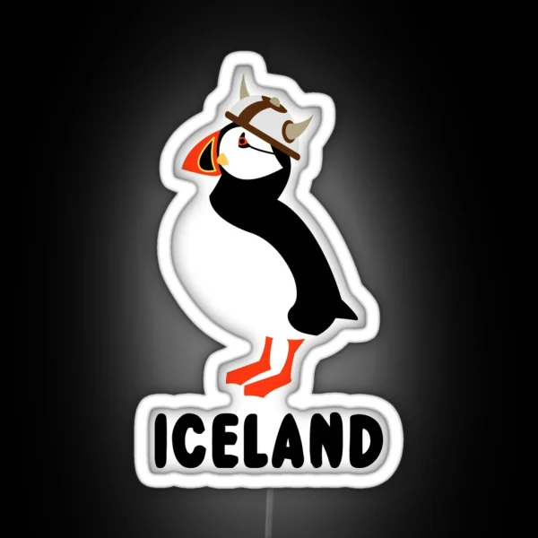 Puffin Viking Of Iceland RGB Neon Sign