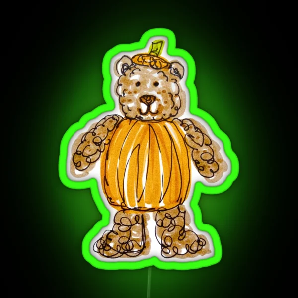 Pumpkin Bear RGB Neon Sign