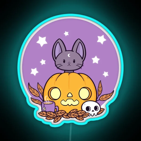 Pumpkin Cats Son Nikury RGB Neon Sign