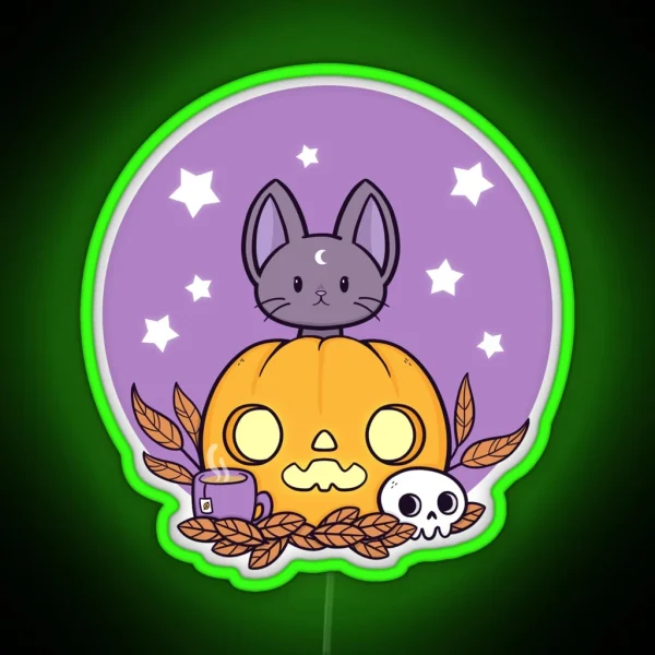 Pumpkin Cats Son Nikury RGB Neon Sign
