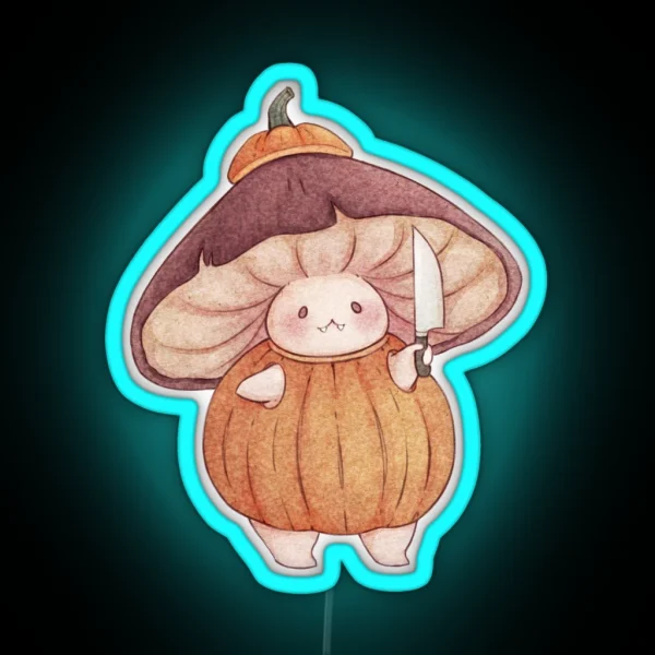 Pumpkin Halloween Mushroom Costume RGB Neon Sign