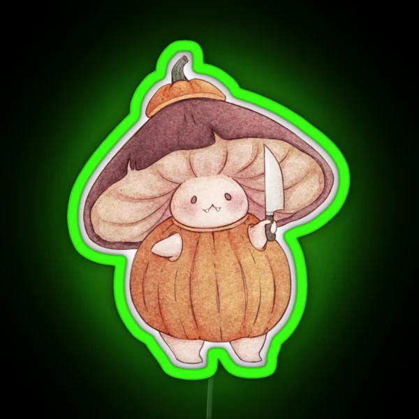 Pumpkin Halloween Mushroom Costume RGB Neon Sign