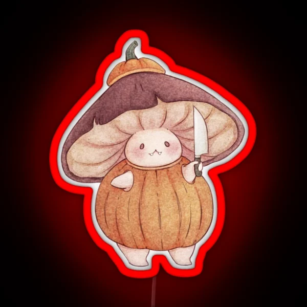Pumpkin Halloween Mushroom Costume RGB Neon Sign