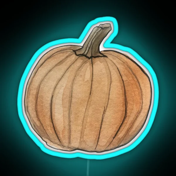 Pumpkin Illustration In Watercolor RGB Neon Sign
