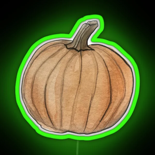 Pumpkin Illustration In Watercolor RGB Neon Sign
