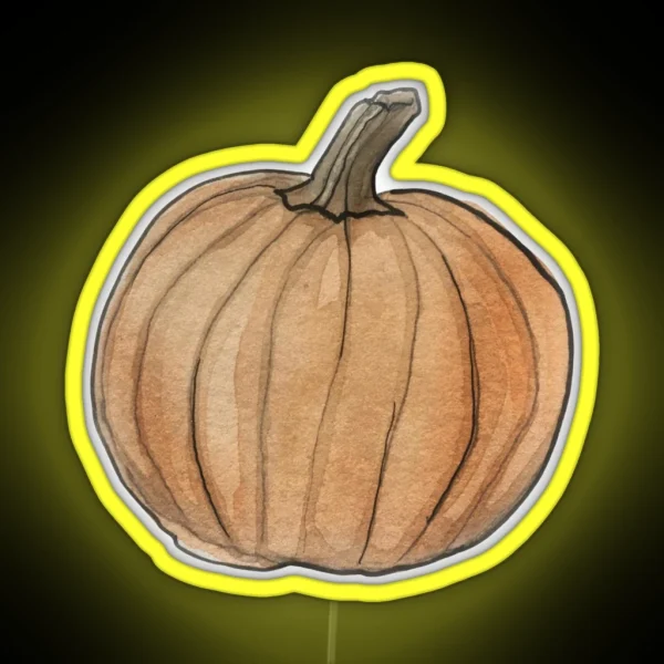 Pumpkin Illustration In Watercolor RGB Neon Sign