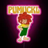 Vibrant colorful pixel art display of magical pumuckl characters