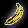 Vibrant Retro-Style Neon Punk Rock Logo with Banana Colorful LEDs