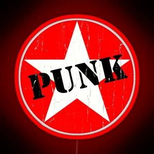 PUNK Road Worn Distressed Grunge Star Logo RGB Neon Sign