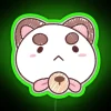 Vibrant neon sign featuring adorable puppycat design in colorful RGB lighting.