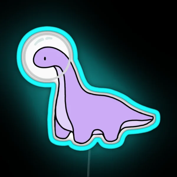 Purple Astronaut Dinosaur Brontosaurus Brachiosaurus RGB Neon Sign