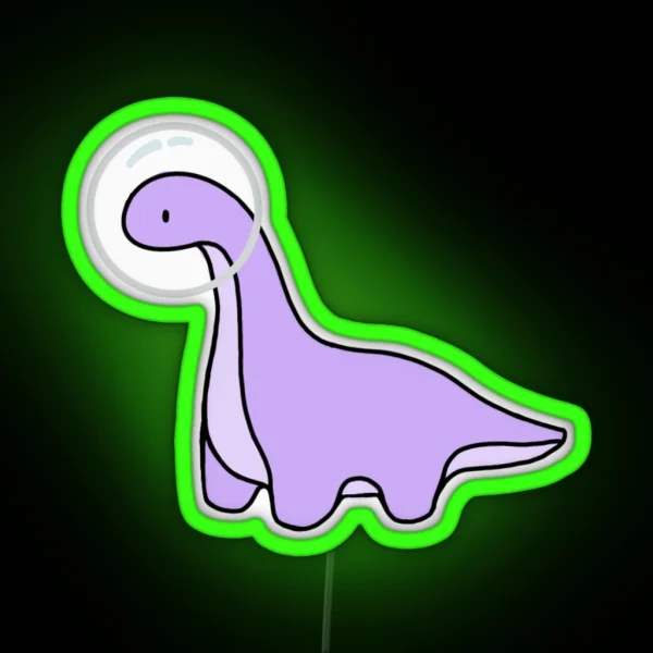 Purple Astronaut Dinosaur Brontosaurus Brachiosaurus RGB Neon Sign
