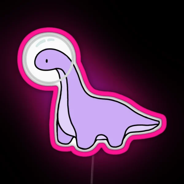 Purple Astronaut Dinosaur Brontosaurus Brachiosaurus RGB Neon Sign