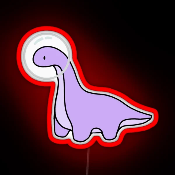 Purple Astronaut Dinosaur Brontosaurus Brachiosaurus RGB Neon Sign