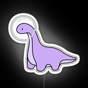 Purple Astronaut Dinosaur Brontosaurus Brachiosaurus RGB Neon Sign