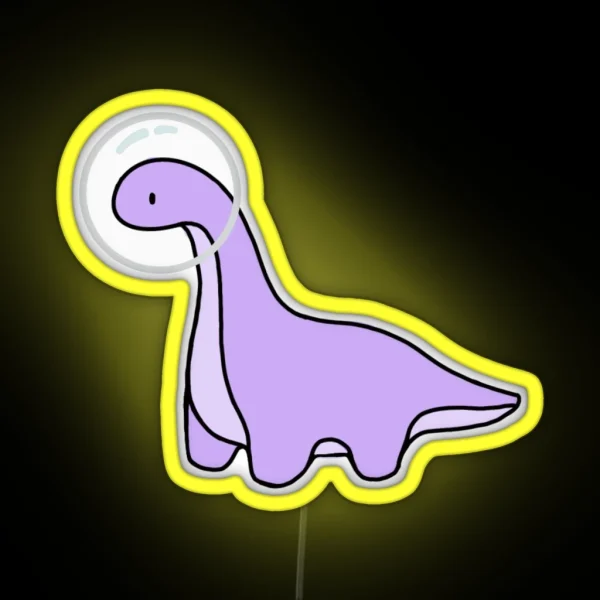Purple Astronaut Dinosaur Brontosaurus Brachiosaurus RGB Neon Sign