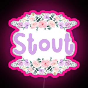 Purple Flower Stout Name Label Black RGB Neon Sign
