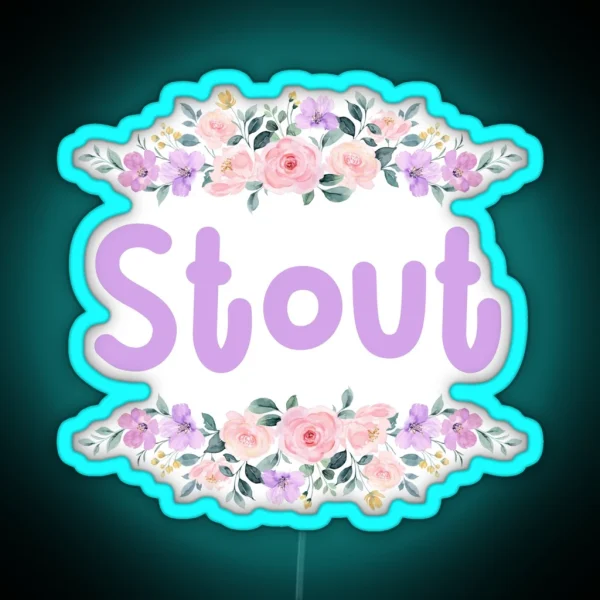 Purple Flower Stout Name Label RGB Neon Sign