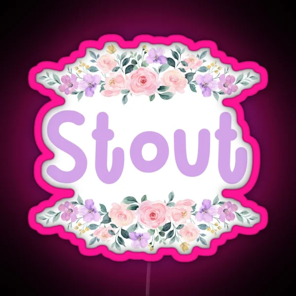 Purple Flower Stout Name Label RGB Neon Sign
