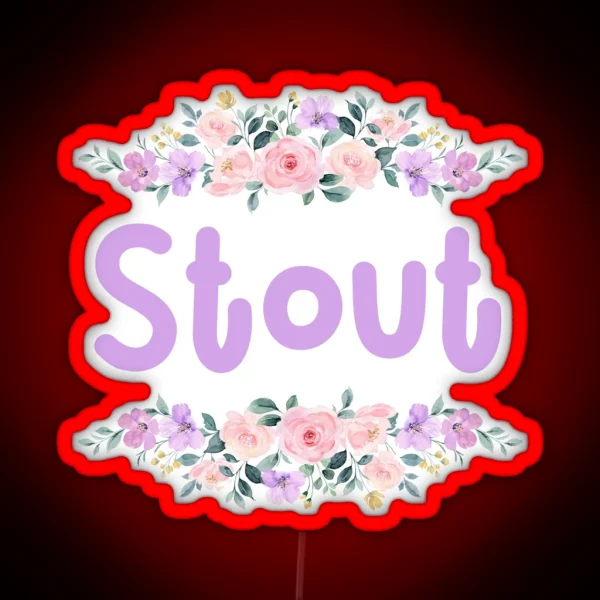 Purple Flower Stout Name Label RGB Neon Sign