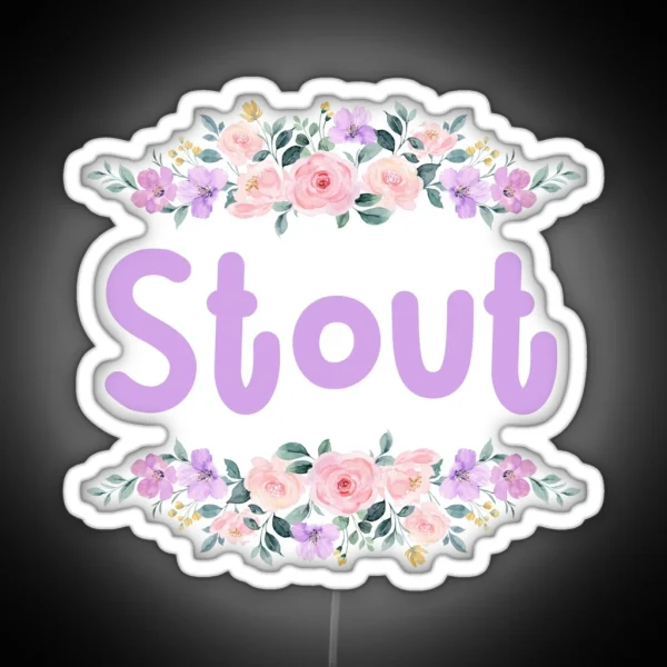 Purple Flower Stout Name Label RGB Neon Sign