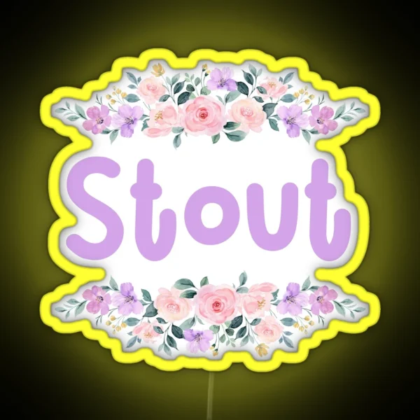 Purple Flower Stout Name Label RGB Neon Sign