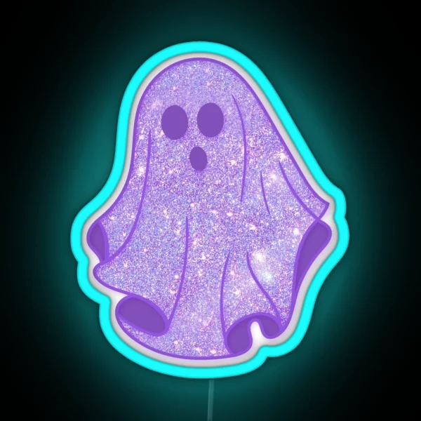 Purple Glitter Ghost RGB Neon Sign