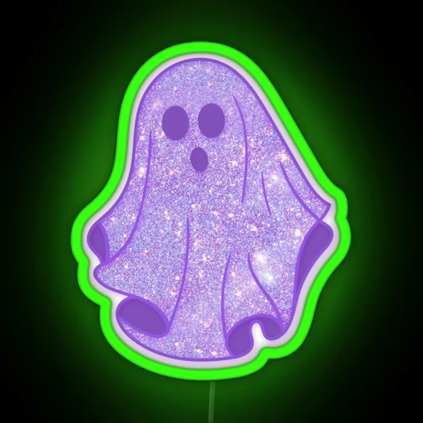 Purple Glitter Ghost RGB Neon Sign