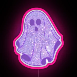 Purple Glitter Ghost RGB Neon Sign