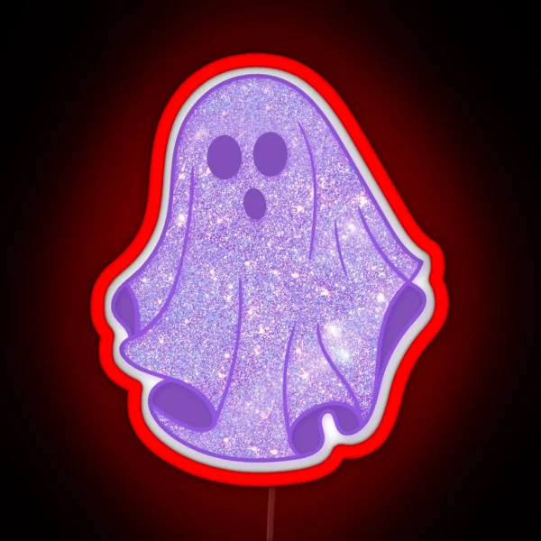 Purple Glitter Ghost RGB Neon Sign