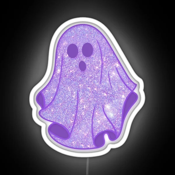 Purple Glitter Ghost RGB Neon Sign