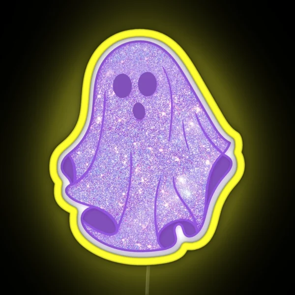 Purple Glitter Ghost RGB Neon Sign