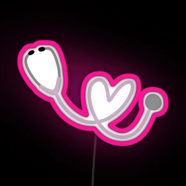 Purple Heart Stethoscope RGB Neon Sign