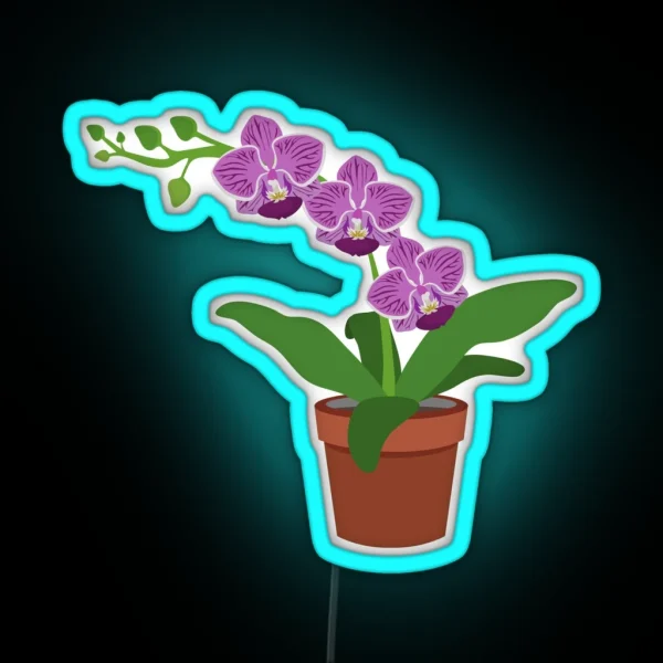 Purple Orchid In Pot RGB Neon Sign