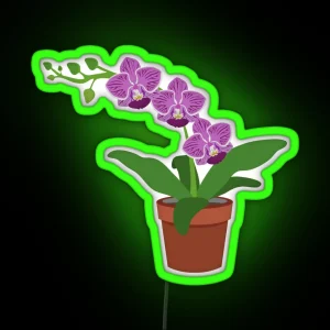 Purple Orchid In Pot RGB Neon Sign