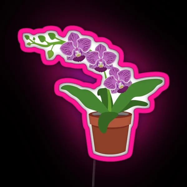 Purple Orchid In Pot RGB Neon Sign
