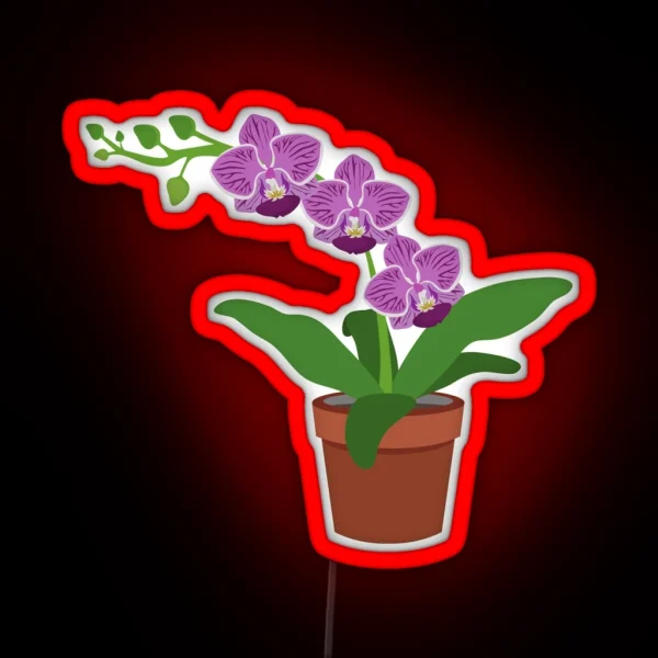 Purple Orchid In Pot RGB Neon Sign