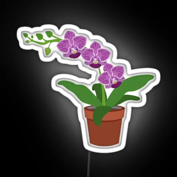 Purple Orchid In Pot RGB Neon Sign