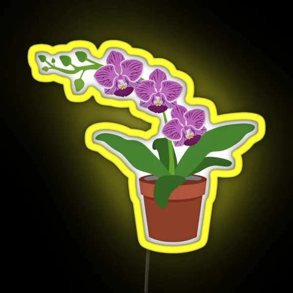 Purple Orchid In Pot RGB Neon Sign