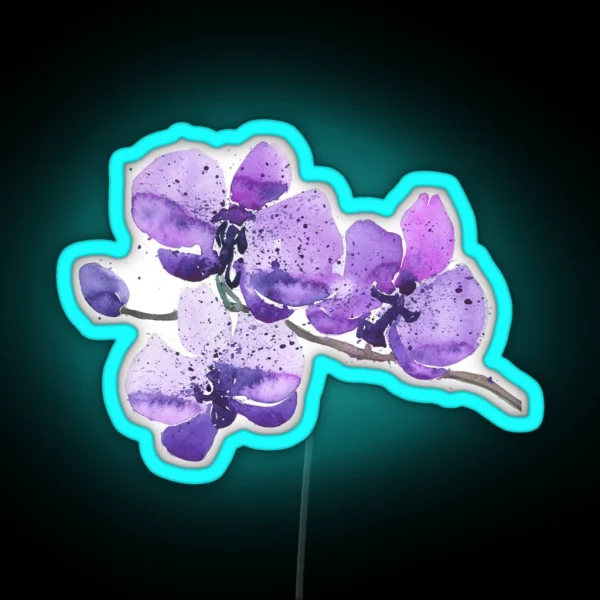 Purple Orchid Watercolor RGB Neon Sign