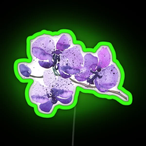 Purple Orchid Watercolor RGB Neon Sign