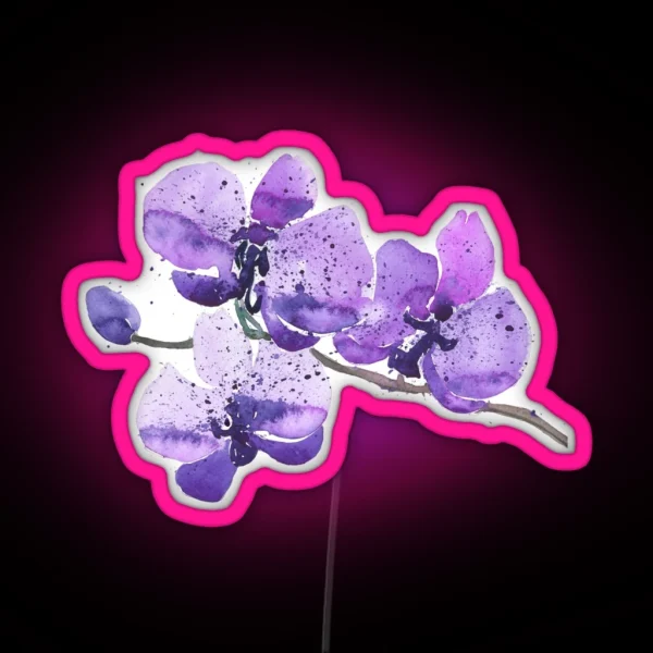 Purple Orchid Watercolor RGB Neon Sign