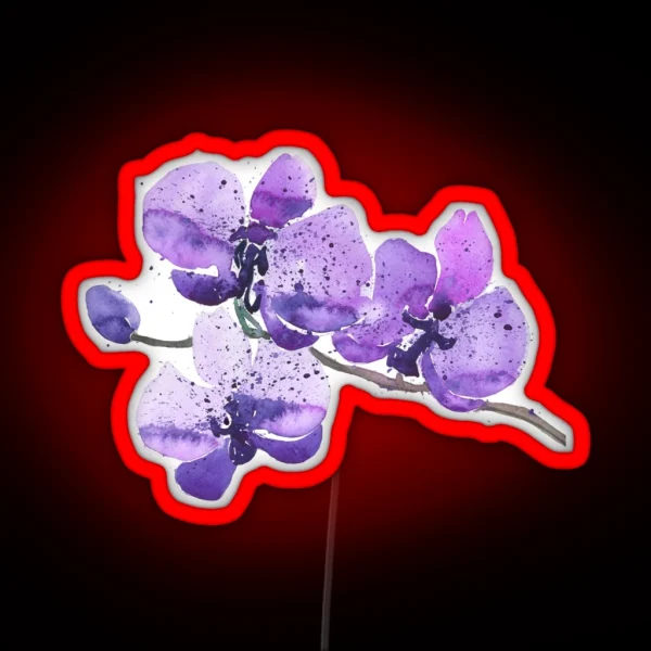 Purple Orchid Watercolor RGB Neon Sign