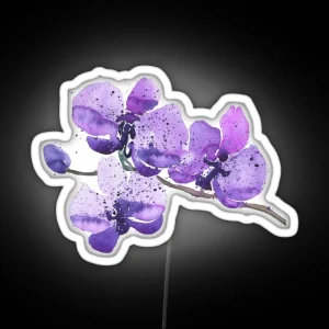 Purple Orchid Watercolor RGB Neon Sign