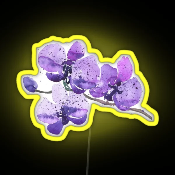 Purple Orchid Watercolor RGB Neon Sign