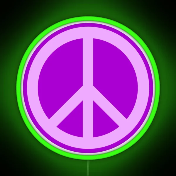 Purple Peace Sign RGB Neon Sign