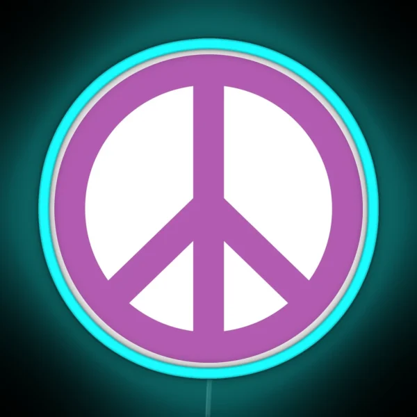Purple Peace Sign Symbol RGB Neon Sign