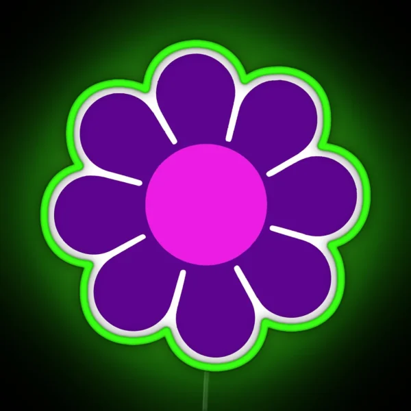 Purple Pink Hippy Flower Daisy RGB Neon Sign