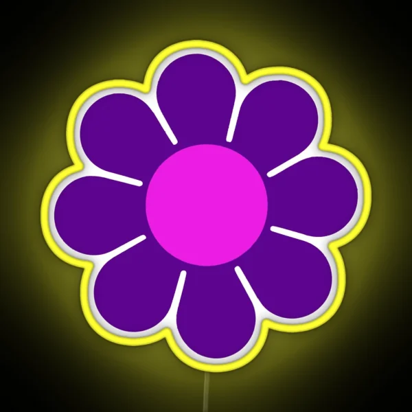 Purple Pink Hippy Flower Daisy RGB Neon Sign