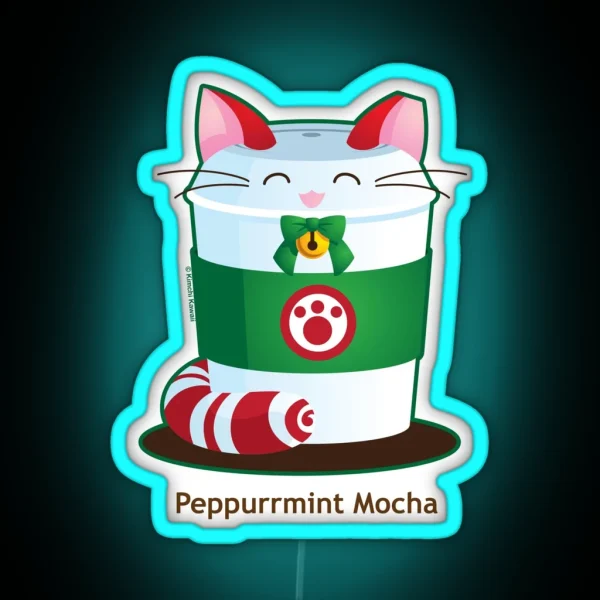 Purrista Pawfee Peppermint Mocha Coffee Cat RGB Neon Sign